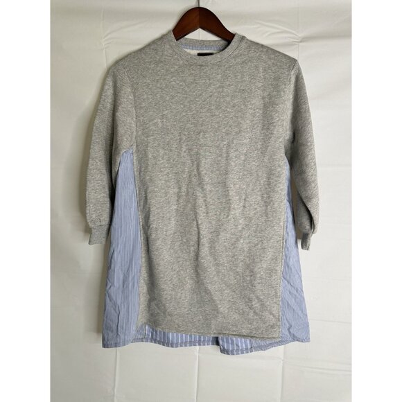 Zara Gray Sweatshirt Stripped Dress Shirt Attached Long Sleeves Girls Size 9-10 - Picture 1 of 10